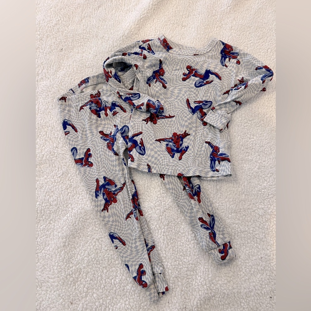 Spider-Man checker print long sleeve with pants  pajama set